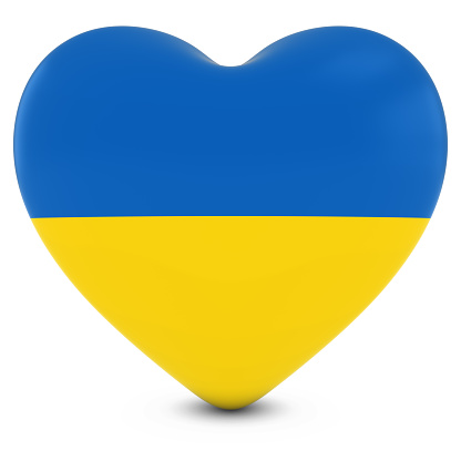 Love Ukraine Concept Image - Heart textured with Ukrainian Flag